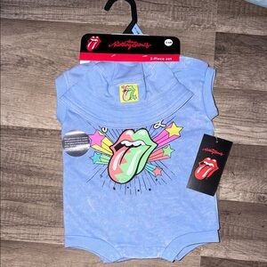 NWT Rolling Stones Baby Bodysuit & Hat Set